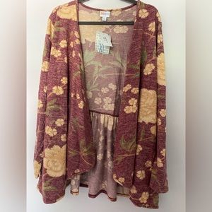 Lularoe Nanette Cardigan NWT XL Rose & Ivory Floral